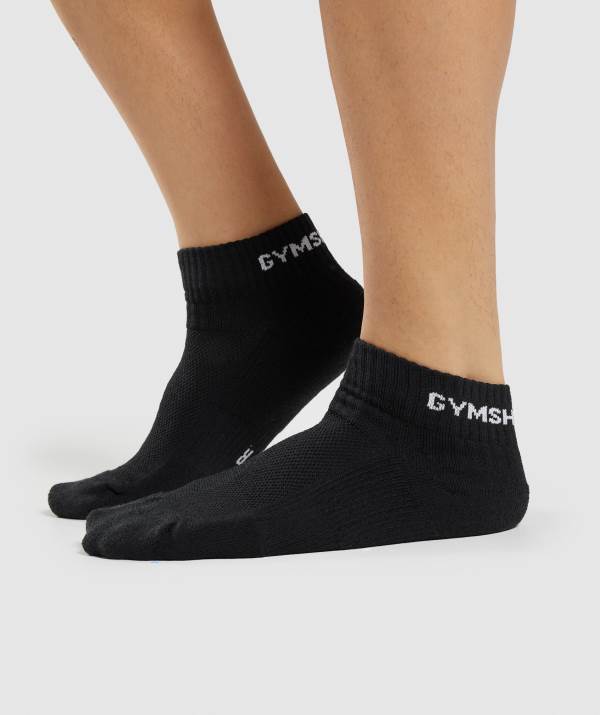Panske Ponozky Gymshark Jacquard Quarter 3pk Čierne | RM9108543